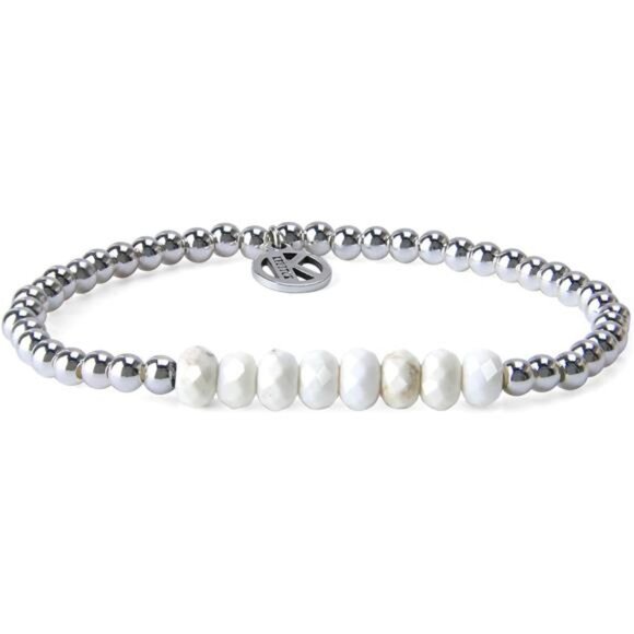 Silver Stretch Bracelet for Women - Crystal Turquoise Beaded Bracelet - Picture 1 of 4